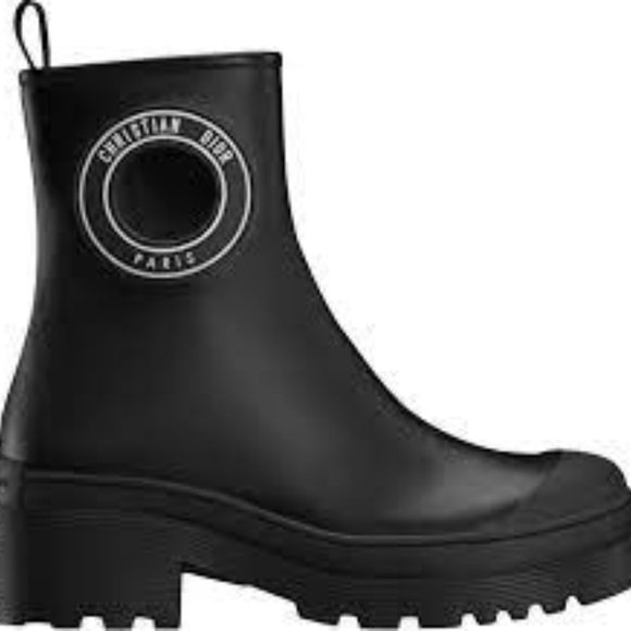 DIOR SYMBOL Logo Leather Combat Ankle Boots Booties - Picture 1 of 16